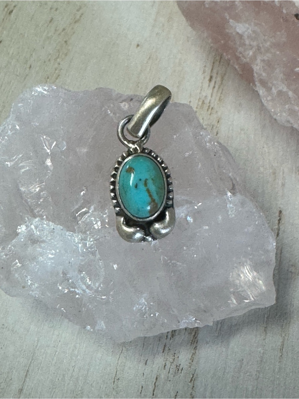 No. 8 Mine Turquoise Sterling Silver Pendant - Blue Stone